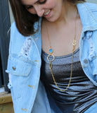 Gold Long Boho Necklaces For Woman / Blue Jade Necklace For A Woman / Long Necklace With A Blue Jade Pendant / Jade And Gold Pendant