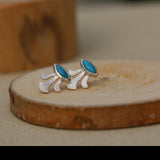 Unique turquoise earrings, Small 925 silver stud earrings, December birthstone jewelry, Bohemian gemstone earrings, Post earrings
