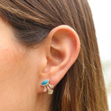 Unique turquoise earrings, Small 925 silver stud earrings, December birthstone jewelry, Bohemian gemstone earrings, Post earrings