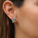 Unique turquoise earrings, Small 925 silver stud earrings, December birthstone jewelry, Bohemian gemstone earrings, Post earrings