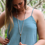 Gem Jewelry for Women,Mala Necklace for Women,Gemstone Necklace,Statement Necklace,Agate Necklace,Black Tassel Necklace,Agate Necklace
