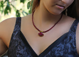 Ruby Pendant Necklace: Bohemian Red Bead Jewelry