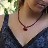 Bohemian Jewelry,Jewelry Women,Ruby Birthstone Necklace,Ruby Pendant Necklace,July Birthstone Necklace,Red Necklace,Red Pendant Necklace