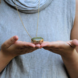 Long Necklace,Gold Statement Necklace,Unakite Necklace,Handmade Jewelry for Women,Gem Necklace,Pendant Necklace,Unakite Pendant