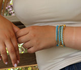 Turquoise Crystal Wrap Bracelet: Gold Chain Boho Jewelry