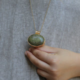 Long Necklace,Gold Statement Necklace,Unakite Necklace,Handmade Jewelry for Women,Gem Necklace,Pendant Necklace,Unakite Pendant