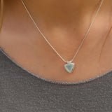 Aqua Chalcedony Trillion cut Pendant Necklace • Luxury Handmade Charm Necklace • Hand Made Silver Pendant Necklace Gift for Women