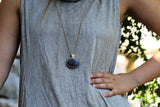 Statement Necklace for Women,Long Gold Necklace,Pendant Necklace,Necklace for Women,Statement Jewelry,Labradorite Pendant Necklace