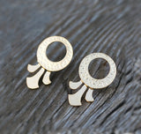 Handmade 14k Gold Hammered Lotus Earrings