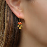 Carnelian Dangling Earrings For Women, Gold Earrings For Women, Gold-Filled Earrings, Dainty Jewelry For Women, Handmade Christmas Gift