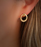 Gold Earrings Disc studs, Gold Spiral Stud Earrings, gold stud earrings circles, Spiral Pattern Gold Filled Earrings, Gift Ideas for Women