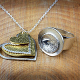 Gifts for Mom, Heart Pendant Necklace for Women, Two Tone Necklace ,Heart Jewelry Set ,Handmade Valentines Day Gift
