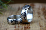 Rustic Silver Wedding Band Ring: Engraved Unisex Jewelry