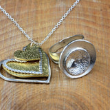Gifts for Mom, Heart Pendant Necklace for Women, Two Tone Necklace ,Heart Jewelry Set ,Handmade Valentines Day Gift