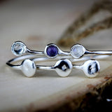 Handmade Amethyst Silver Ring - Adjustable Bypass Style, Amethyst Gemstone Meaning: Tranquility and Spirituality Crystal Necklace