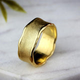 Thick Gold Ring,Unique Rings for Women,Womens Rings,Wide Rings,Gold Wedding Ring,Wave Ring,Engagement Ring,Handmade Jewelry