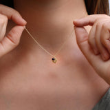 Gold Short Pendant Leaf Necklace, Dainty Black Onyx Necklace, Leaf Necklace For Women, Birthday Necklace For A Girl, Birth Stone Necklace