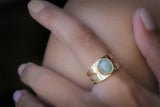 Statement Ring,Thick Gold Ring,Women 14k Gold Rings,Fashion Jewelry,Aquamarine Ring,Gemstone Rings,Vintage Rings, oval gemstone ring, lotus