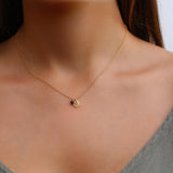 Gold Short Pendant Leaf Necklace, Dainty Black Onyx Necklace, Leaf Necklace For Women, Birthday Necklace For A Girl, Birth Stone Necklace