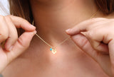 Turquoise Pendant Necklace: Gold Leaf Charm, Dainty Layering Necklace