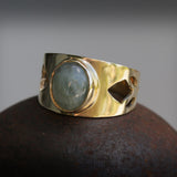 Statement Ring,Thick Gold Ring,Women 14k Gold Rings,Fashion Jewelry,Aquamarine Ring,Gemstone Rings,Vintage Rings, oval gemstone ring, lotus