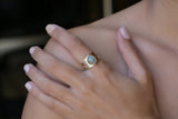 Statement Ring,Thick Gold Ring,Women 14k Gold Rings,Fashion Jewelry,Aquamarine Ring,Gemstone Rings,Vintage Rings, oval gemstone ring, lotus