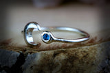 Topaz Moon Ring: Sterling Silver Stacking Ring for Women