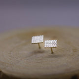 Silver stud earrings, Geometric minimalist earrings, Unique dainty earrings, Simple small everyday earrings, Girls jewelry, Gift for her