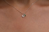 Silver Leaf And Emerald Pendant Necklace