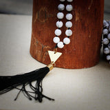 Gem Jewelry for Women,Mala Necklace for Women,Gemstone Necklace,Statement Necklace,Agate Necklace,Black Tassel Necklace,Agate Necklace