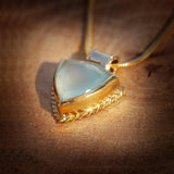 Aqua Chalcedony Trillion Cut Pendant Necklace • Gold Daity Handcrafted Necklace • Gift for Mom Sister Daughter • Short Necklaces For Women