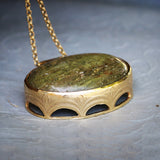 Long Necklace,Gold Statement Necklace,Unakite Necklace,Handmade Jewelry for Women,Gem Necklace,Pendant Necklace,Unakite Pendant