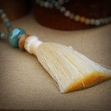 Amazonite Mala Necklace • Long Beaded Tassel Necklace • Multicolor Gemstone Meditation Jewelry • Mother's Day Gift