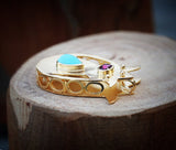 Gold Pomegranate Pendant Necklace: Turquoise & Garnet Gemstone Jewelry