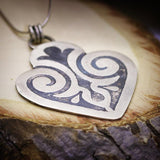 Silver Pendant Necklace,Heart Necklace,Silver Jewelry for Women,Silver Necklace,Long Necklace,Boho Necklace,Boho Statement Necklace