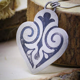 Silver Pendant Necklace,Heart Necklace,Silver Jewelry for Women,Silver Necklace,Long Necklace,Boho Necklace,Boho Statement Necklace