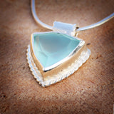 Aqua Chalcedony Trillion cut Pendant Necklace • Luxury Handmade Charm Necklace • Hand Made Silver Pendant Necklace Gift for Women