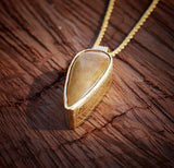 Long Gold Agate Pendant Necklace