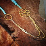 Gold plated beaded necklace for women, Layered flower necklace, Summer beach boho necklace, Colorful handmade jewelry, Gift for her