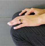 Gold-Filled Solitaire Ring For Women, Carnelian Oval Gold Ring