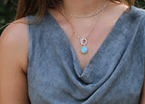 Sterling Silver Aquamarine Pendant Necklace: Extra Long Toggle Chain