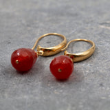 Gold Carnelian Drop Dangle Earrings