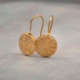 Silver Disc Earrings • Dangle Silver Earrings • Floral Textured Drop Earrings • Boho Drops • Statement Dangles Gift Earrings Christmas