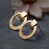Gold Earrings Disc studs, Gold Spiral Stud Earrings, gold stud earrings circles, Spiral Pattern Gold Filled Earrings, Gift Ideas for Women