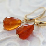 Gold Carnelian Drop Dangle Earrings