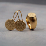 Gold Jewelry Set,Women Jewelry Set,Valentines Gift Set,Fashion Rings,Hook Earrings,Jewelry for Her,Everyday Earrings,14k Gold Jewelry