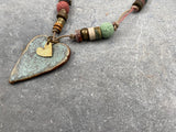 Unique Necklaces,Heart Pendant Necklace,Pendant Necklace,Ceramic Necklace,Handmade Jewelry,Vintage Pendant Necklace,Long Statement Necklace