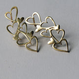 Handcrafted Gold Open Heart Earrings • Simple Heart Cut Out Drops • Minimalist Romantic Every Day Jewelry