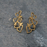 Handcrafted Gold Open Heart Earrings • Simple Heart Cut Out Drops • Minimalist Romantic Every Day Jewelry