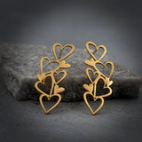 Sterling Silver Heart Stud Earrings Handmade Gift for Women